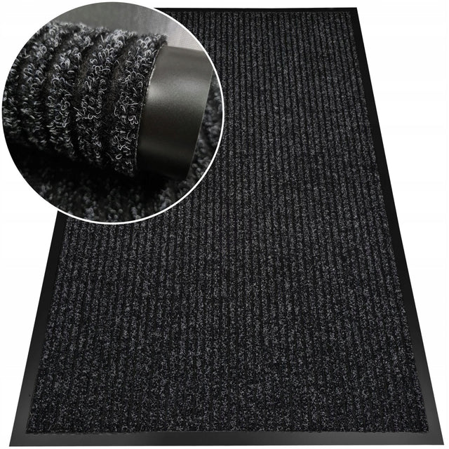 Wycieraczka wejściowa pod drzwi 60x90 czarna zewnętrzna mata do butów duża wewnętrzna gumowo-tekstylna PVC 5 mm