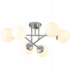 Lampa wisząca sufitowa żyrandol kule chrom nowoczesna Led mleczna plafon do salonu i sypialni, 6-punktowa, szklane