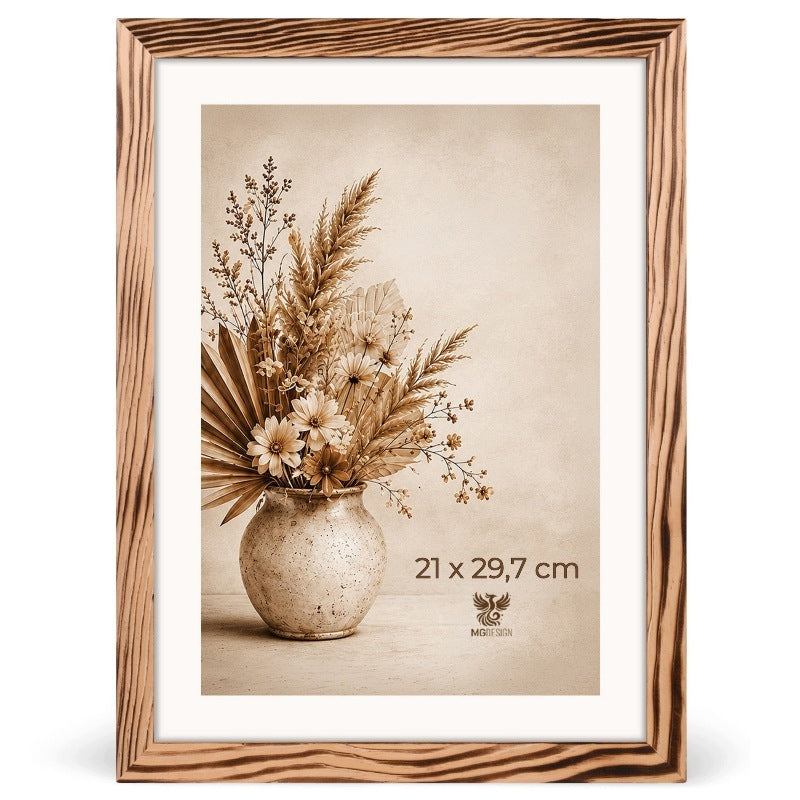 Ramka na zdjęcia, plakat A4 21 x 29,7 cm z naturalnego, opalanego drewna oprawa fotografii, grafiki i obrazka