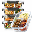 4 sztuki lunchbox szklane pojemniki na żywność pojemnik żaroodporne 1020ml do ciasta, warzyw, sera i wędlin