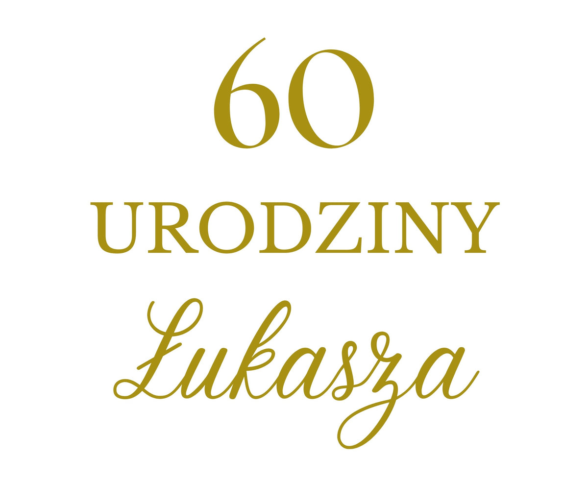 Naklejka Na Urodziny Personalizacja Imię 60cm Złoty Napis na Ściankę dekoracja przyjęcia, ozdoba sali, tekst na tło