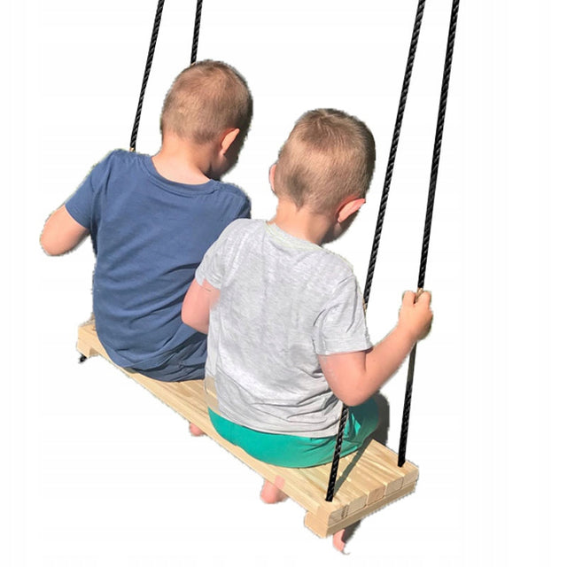 Huśtawka ogrodowa dla dzieci i dorosłych 70/24 cm, solidna, od producenta siedzisko drewno wiek 3 lata+ zawieszane na linach, deska do bujania, do