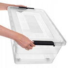 Pojemnik z pokrywą do przechowywania 40l organizer plastikowy na zabawki 59 cm 39 cm 40 l bezbarwny uniwersalne