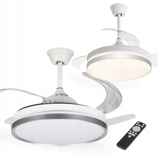 Plafon LED z wentylatorem i pilotem LL ivern CCT lampa sufitowa wiatrak 36W do pokoju, zmienna barwa oświetlenia, zintegrowane źródło światła