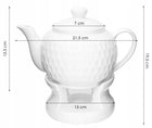 Komplet Dzbanek z Podgrzewaczem 900ml + Filiżanki 240ml Porcelana Zestaw imbryk do herbaty, czajniczek, 2 spodki