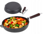 PATELNIA ŻELIWNA 28 cm Ciężka Głęboka odkręcana rączka INDUKCJA GAZ do piekarnika, na kuchenkę ceramiczną i