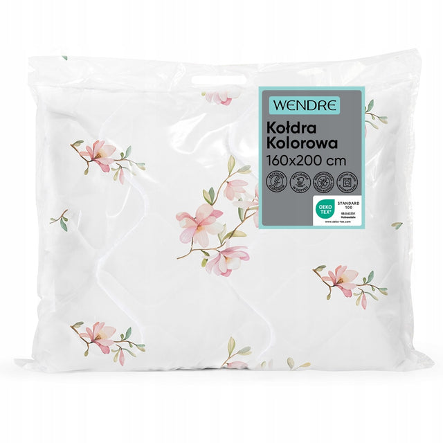 Wendre Kołdra Kolorowa 160x200, wzór Apple Flowers, antyalergiczna, miękka całoroczna, poszycie poliestrowe, można prać w pralce