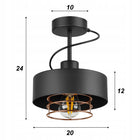 Lampa sufitowa LED Wisząca plafon żyrandol loft edison LED E27 cooper czarna metalowa oprawa oświetleniowa, 1 punkt
