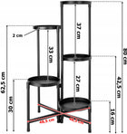 Kwietnik na kwiaty rośliny stojak metalowy stojący loft półki czarny ekspozytor doniczek, 5 miejsc, wysokość 80 cm