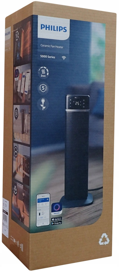 Termowentylator Wentylator Ceramiczny Grzejnik Philips CX5120/11 2000W WiFi maksymalna czarny farelka elektryczna do pokoju z termostatem i timerem