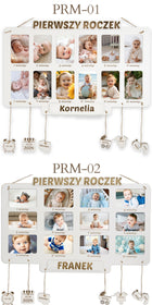 Ramka Na Zdjęcia Metryczka Na Ścianę Prezent Na Urodziny Roczek Dziecka kolaż fotografii, wieloelementowa