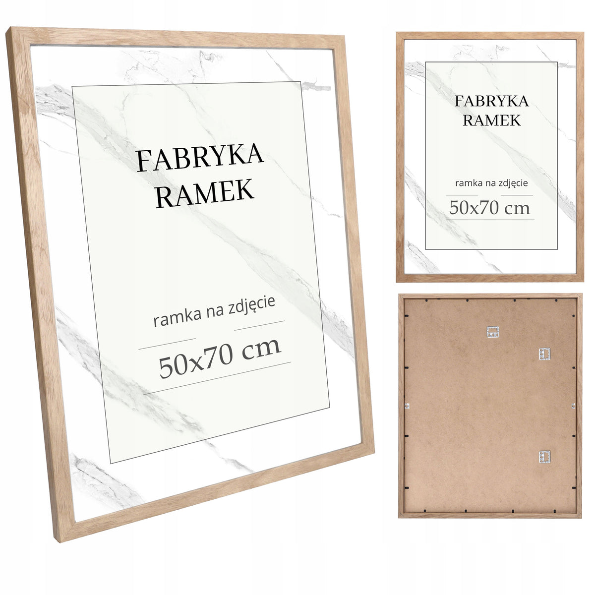 Ramka 50x70 ramki na zdjęcia B2 brąz rama oprawa fotograficzna, dekoracja ścienna, na jedną fotografię, beżowa