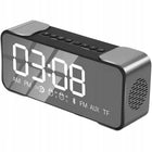 Nowoczesny radiobudzik bluetooth głośnik LED stylowy biurkowy alarm FM zegar cyfrowy do sypialni na szafkę nocną czarny