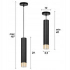 Lampa Sufitowa LED Wisząca Czarna Złota GU10 LEDLUX nowoczesna tuba oprawa metalowa do wnętrz, 1 punkt świetlny