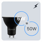 10x Żarówka LED GU10 6W biała zimna 6500K mocna niemrugająca premium czarna reflektor 600 lm do lamp i opraw punktowych