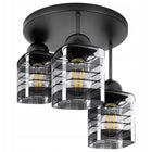 Lampa Sufitowa Wisząca Kinkiet Oprawa Żyrandol 3x E27 LED Szklana Czarna czarny