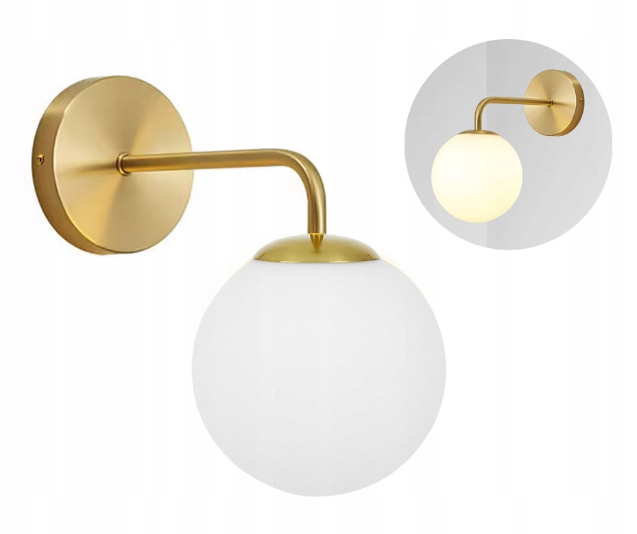 Lampa kinkiet ścienny stały prosty LOFT złoty klosz SZKLANY KULA na 1x E27 oprawa do salonu sypialni, metalowa na