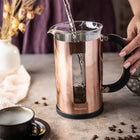 Zaparzacz Tłokowy do kawy herbaty 1000ml dzbanek French Press rose gold szklany, mycie w zmywarce, zaparzanie naparów