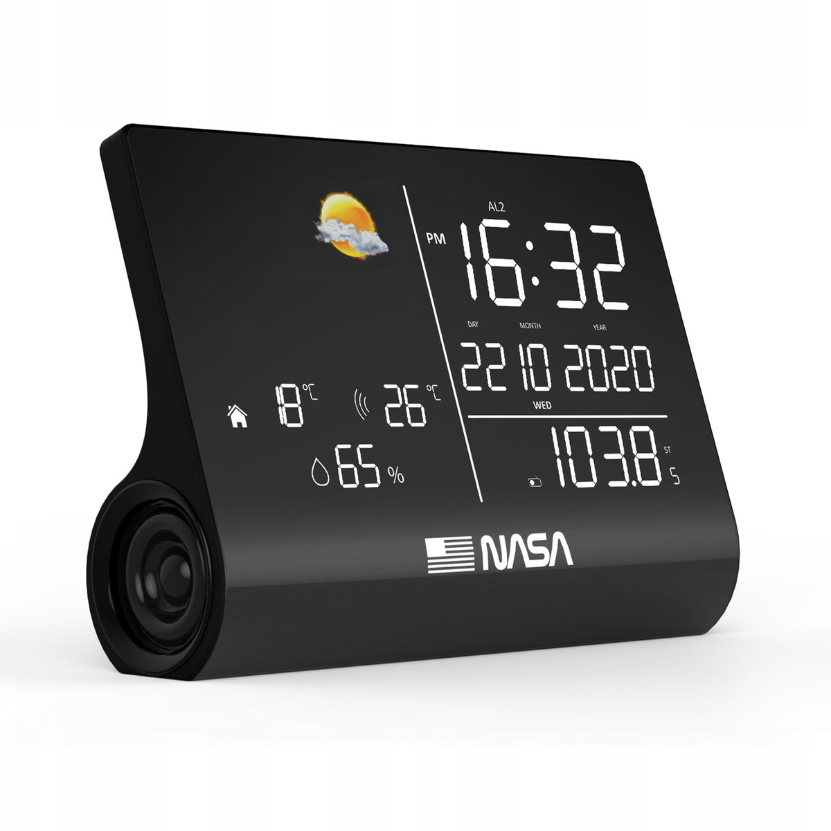 Nasa Stacja Pogody Pogodowa WSP1300 1300 Głośnik Bluetooth Radio FM Budzik termometr i higrometr, czujnik