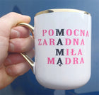Kubek z Twoim nadrukiem ze złotym uchwytem zdjęcie prezent kubki z własnym ceramiczny 330 ml, do kawy i herbaty
