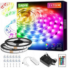 Taśma LED Lepro 15m (2x7,5M), taśma LED muzyczna z pilotem, RGB oświetlenie dekoracyjne, pasek świetlny do pokoju