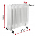 GRZEJNIK ELEKTRYCZNY OLEJOWY 13 ŻEBER ENERGOOSZCZĘDNY 2000W KÓŁKA Regulacja 360 mm 385 mm grzewcza biały
