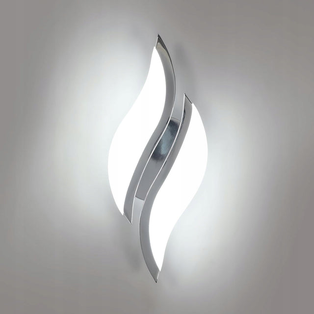 Kinkiet chromowany lampa ścienna LED nowoczesna do salonu korytarza 6500K 12W metalowa srebrna, 2 punkty światła, zintegrowane źródło