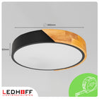 Plafon sufitowy Lampa LED z drewnem czarna 30cm 30W boho do pokoju mała okrągła oprawa oświetleniowa, zintegrowane