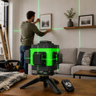 Poziomica laserowa 360 płaszczyznowa 3D laser krzyżowy zielony 12 lini PRO do prac remontowych i montażowych, zasięg 25