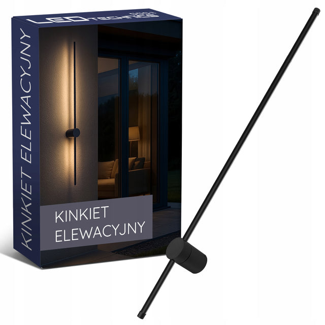 Lampa ścienna elewacyjna ogrodowa kinkiet zewnętrzny 22W LED CCD 120cm czarna oprawa do fasady, tarasu i wejścia, zintegrowane źródło światła