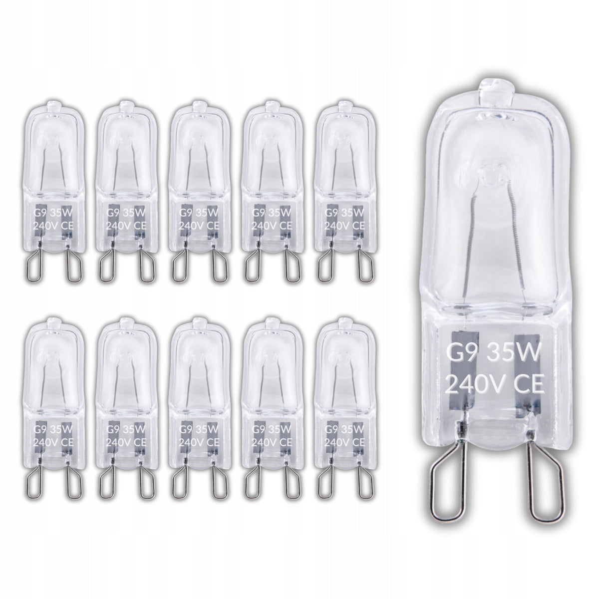 Żarówka halogenowa G9 35W Żarnik 230V 499lm Wkład Kapsułka zestaw 10szt. ciepłe białe światło 2700K do lamp i opraw