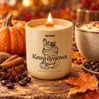 Świeca sojowa zapachowa Kawa Dyniowa ravina 175 g drewniany knot jesienna aromatyzująca do wnętrz, dekoracyjna, czas