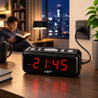 Budzik elektroniczny zegar sieciowy duży wyświetlacz LCD alarm 24H czarny cyfrowy czasomierz do sypialni z cyframi