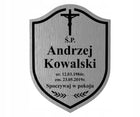 Grawerowana tabliczka nagrobna na grób na krzyż klasyczna srebrna 20x15cm tablica cmentarna z tworzywa sztucznego