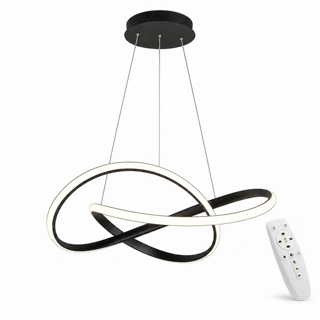 Lampa Wisząca LED Pilot 3 Barwy Światła Nowoczesne oświetlenie do domu sufitowa czarna 50 cm zintegrowane źródło 45 w