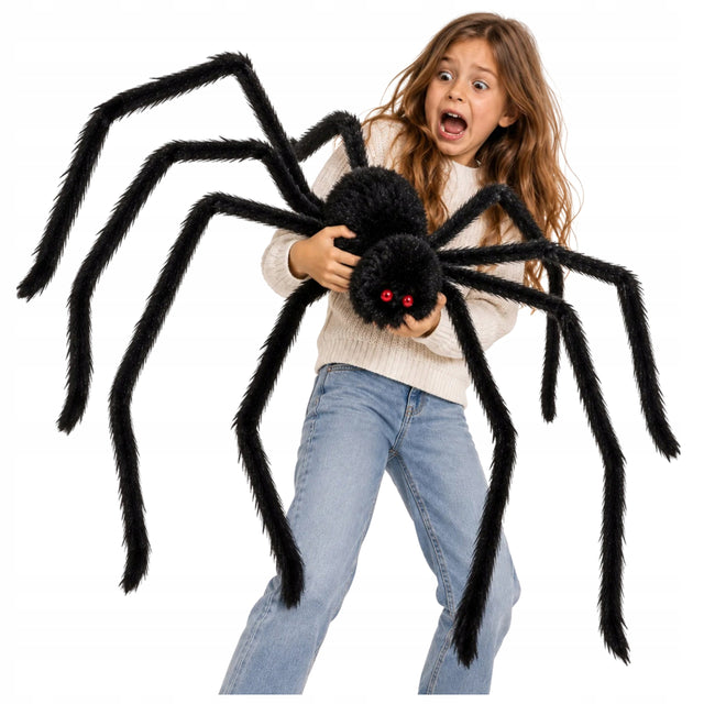 Pająk halloween gigant 125cm dekoracje ozdoby spider duży olbrzym tarantula sztuczny pajęczak, rekwizyt na bal przebierańców