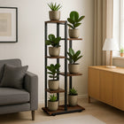 Kwietnik Stojący Metalowy Drewno Loft Stojak Na Kwiaty Rośliny Półki 113cm organizer na doniczki do 6 sztuk