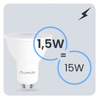 10x Żarówka LED GU10 1,5W biała neutralna 4000K żywotna NIE mruga premium reflektor, 150 lm, do opraw sufitowych i