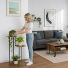 Kwietnik stojący metalowy industrialny loft rustic na 3 doniczki kwiaty stojak na rośliny, 81 cm, brązowo-czarny