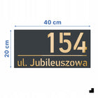 Premium Tabliczka Adresowa Numer na dom Lustrzane Antracyt - Złoty 40x20 cm oznaczenie posesji, szyld wejściowy z