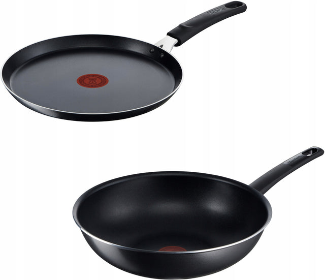 Zestaw patelnia naleśnikowa 25cm Wok Simplicity tefal Non-Stick 28cm na gaz czarny