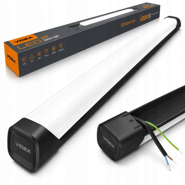 Lampa LED Sufitowa Do Garażu Warsztatu Oprawa Hermetyczna 36W 60cm 4000lm oświetlenie techniczne natynkowe czarne ze zintegrowanym źródłem światła