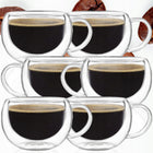 6x SZKLANKA TERMICZNA Z UCHEM 300ml DO KAWY LATTE HERBATY filiżanka ZESTAW kubki z podwójną ścianką, szkło bezbarwne