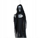 Interaktywny szkielet wiszący kościotrup 180cm światło dźwięk halloween figura kostucha, ozdoba na imprezę tematyczną