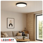 Plafon LED lampa sufitowa duża 50cm okrągła czarna Panel mocny do pokoju oprawa oświetleniowa, zintegrowane źródło