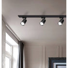 Zestaw Szynoprzewód Szyna 1m + 3x Lampa GU10 LED reflektory sufitowe, czarne aluminiowe, 3 punkty świetlne, do salonu