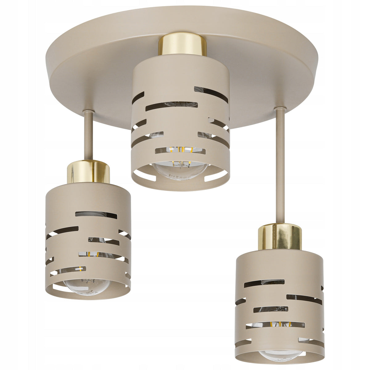 Lampa Sufitowa Wisząca Kinkiet Żyrandol 3x E27 LED Beżowy Kaszmir metalowa oprawa do salonu, sypialni i jadalni