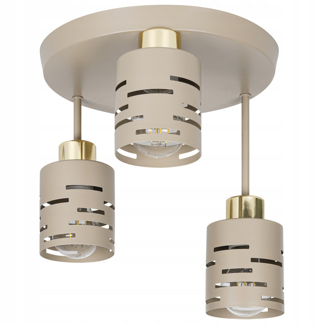 Lampa Sufitowa Wisząca Kinkiet Żyrandol 3x E27 LED Beżowy Kaszmir metalowa oprawa do salonu, sypialni i jadalni, wysokość 28 cm