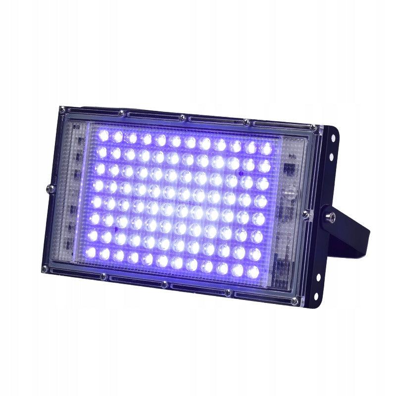 Lampa NAŚWIETLACZ LED UV 395-400nm 100W Wtyczka ROŚLINY 230V Ultrafioletowy reflektor ścienny, doświetlanie upraw