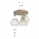 Lampa Sufitowa Żyrandol Plafon Metalowa LOFT LED 3xE27 Beżowa Druciana do salonu, jadalni, kuchni i sypialni
